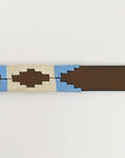 BAR H EQUINE Western Genuine Leather Men And Women Brown Belt Embroidered Beige & Light Blue