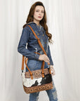 American Darling Adbg1467 Tote Hand Tooled Hair-On Genuine Leather Women Bag Western Handbag Purse