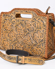 Clutch Hand Tooled Genuine Leather women bag western handbag purse