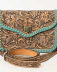 American Darling Western Small Cross Body Bag | Hand-Tooled Floral Carved | Genuine Leather | Everyday Carry
