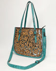 American Darling Adbg1478B Tote Hand Tooled Crocodile Embossed Genuine Leather Women Bag Western Handbag Purse