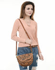 American Darling Adbga561 Small Crossbody Hand Tooled Genuine Leather Women Bag Western Handbag Purse