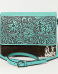 American Darling Adbgz843B Cross Body Hand Tooled Hair-On Genuine Leather Women Bag Western Handbag Purse