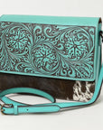 American Darling Adbgz843B Cross Body Hand Tooled Hair-On Genuine Leather Women Bag Western Handbag Purse