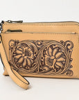 American Darling Adbgz844A Wristlet Hand Tooled Genuine Leather Women Bag Western Handbag Purse