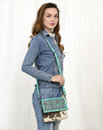 American Darling Adbgz846B Cross Body I Hand Tooled Hair-On Genuine Leather Women Bag Western Handbag Purse