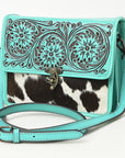 American Darling Adbgz847B Cross Body I Hand Tooled Hair-On Genuine Leather Women Bag Western Handbag Purse