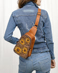 American Darling Sling Hand Tooled Genuine Leather Women Bag Western Handbag Purse