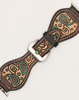 American Darling Beautifully Hand Tooled Painted Genuine Leather I watch Strap Men and Women Unisex