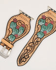 American Darling Beautifully Hand Tooled Painted Genuine Leather I watch Strap Men and Women Unisex