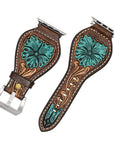 American Darling Beautifully Hand Tooled Painted Genuine Leather I watch Strap Men and Women Unisex