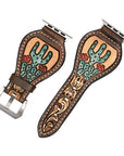 American Darling Beautifully Hand Tooled Painted Genuine Leather I watch Strap Men and Women Unisex