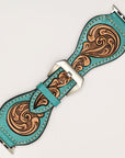 American Darling Beautifully Hand Tooled Painted Genuine Leather I watch Strap Men and Women Unisex
