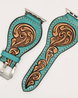 American Darling Beautifully Hand Tooled Painted Genuine Leather I watch Strap Men and Women Unisex