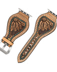 American Darling Beautifully Hand Tooled Painted Genuine Leather I watch Strap Men and Women Unisex