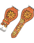 American Darling Beautifully Hand Tooled Painted Genuine Leather I watch Strap Men and Women Unisex