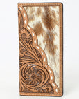 BAR H EQUINE Rodeo Floral Bifold & Trifold Wallet For Men Women HairOn Genuine Leather Tan