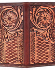 Bar H Equine Women Floral Hand Tooled Genuine Leather Western Handbag Wallet Purse
