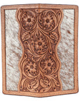 BAR H EQUINE Rodeo Floral Bifold & Trifold Wallet For Men Women HairOn Genuine Leather Tan