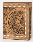 BAR H EQUINE Rodeo Floral Bifold & Trifold Wallet For Men Women Genuine Leather Tan