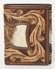 BAR H EQUINE Rodeo Floral Bifold & Trifold Wallet For Men Women HairOn Genuine Leather Tan