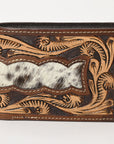 BAR H EQUINE Rodeo Floral Bifold & Trifold Wallet For Men Women HairOn Genuine Leather Tan