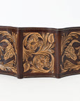 BAR H EQUINE Rodeo Steer Head Bifold & Trifold Wallet For Men Women Genuine Leather Brown