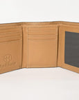 BAR H EQUINE Rodeo Floral Bifold & Trifold Wallet For Men Women HairOn Genuine Leather Brown