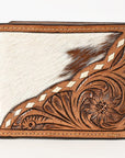 BAR H EQUINE Rodeo Floral Bifold & Trifold Wallet For Men Women HairOn Genuine Leather Brown