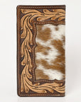 BAR H EQUINE Rodeo Floral Bifold & Trifold Wallet For Men Women HairOn Genuine Leather Brown