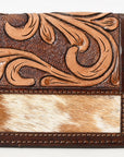 BAR H EQUINE Rodeo Floral Bifold & Trifold Wallet For Men Women HairOn Genuine Leather Brown