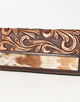 BAR H EQUINE Rodeo Floral Bifold & Trifold Wallet For Men Women HairOn Genuine Leather Brown