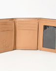 BAR H EQUINE Rodeo Floral Bifold & Trifold Wallet For Men Women HairOn Genuine Leather Brown