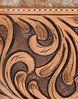 BAR H EQUINE Rodeo Floral Bifold & Trifold Wallet For Men Women HairOn Genuine Leather Brown