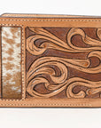 BAR H EQUINE Rodeo Floral Bifold & Trifold Wallet For Men Women HairOn Genuine Leather Brown