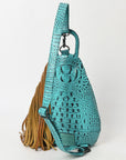 American Darling Sling Hand Tooled Crocodile Embossed Genuine Leather Women Bag Western Handbag Purse