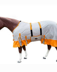 66 In - 84 In Hilason Horse Fly Sheet Uv Protect Mesh Bug Mosquito Summer White/Orange