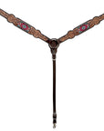 Bar H Equine Western Leather Horse Tack Set Floral Carved Beeded Inlay