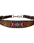 Bar H Equine Western Leather Horse Tack Set Floral Carved Beeded Inlay