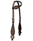 Bar H Equine Western Leather Horse Tack Set Basket Weave Carved Brown