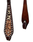 Bar H Equine Horse Genuine Leather Floral Carved Tack Set Brown