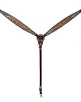 Bar H Equine Horse Genuine Leather Floral Carved Tack Set Brown