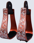 HILASON 3" Neck Western Aluminium Horse Stirrups Floral Engraved