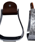 HILASON 3" Neck Western Aluminium Horse Stirrups Floral Engraved