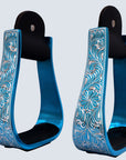 HILASON 3" Neck Western Aluminium Horse Stirrups Floral Engraved