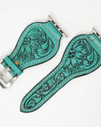 American Darling Floral Hand Tooled I watch Men Women Genuine Leather Strap