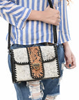 American Darling Adbg1503 Small Crossbody Hand Tooled Hair-On Genuine Leather Women Bag Western Handbag Purse