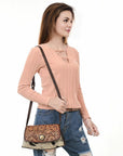 American Darling Adbga569 Cross Body I Hand Tooled Hair-On Genuine Leather Women Bag Western Handbag Purse