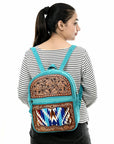 American Darling Adbga581 Backpack Hand Tooled Upcycled Wool Genuine Leather Women Bag Western Handbag Purse