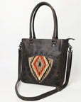 American Darling Adbg1523 Tote Upcycled Wool Genuine Leather Women Bag Western Handbag Purse